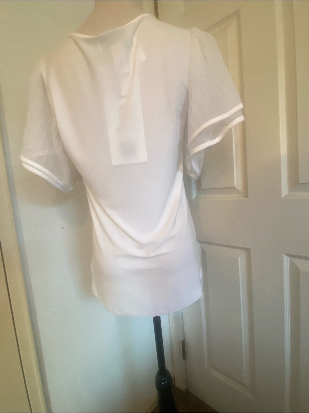 Joseph Ribkoff White Silky Mesh Bell Sleeves Top - Picture 6 of 14